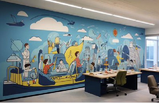 西林办公室墙绘的特点。
