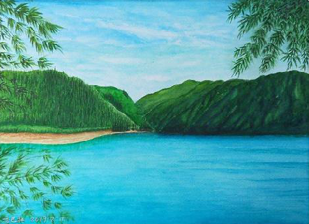 西林在墙绘中,如何绘画绿水青山?