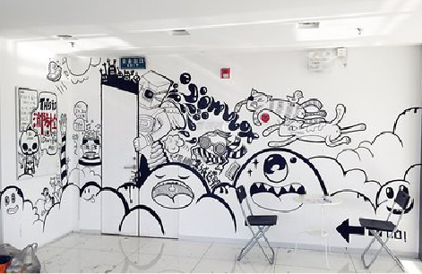 西林手绘墙并非传统涂鸦。